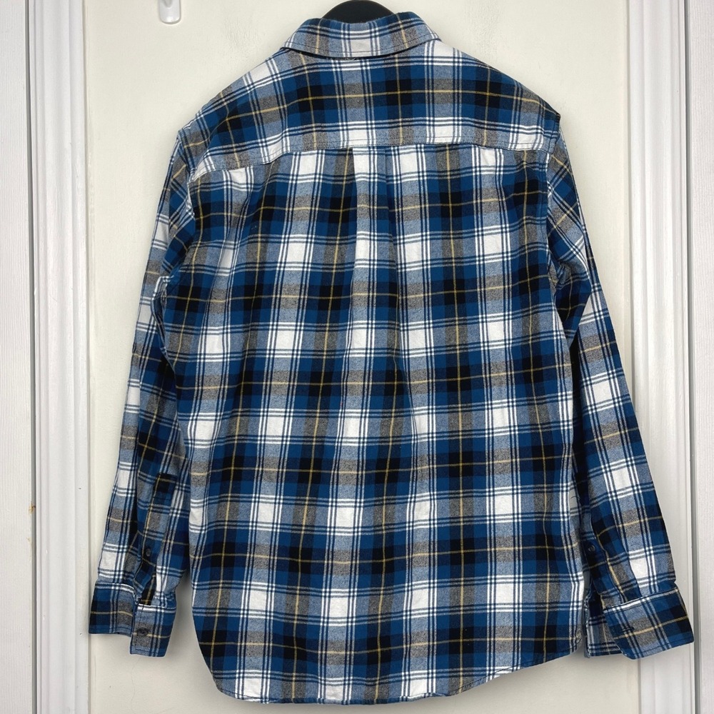 Eddie Bauer Field Flannel Shirt Mens M 100% Cotton Blue Plaid Button Down Soft - Picture 4 of 10